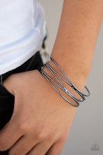 Load image into Gallery viewer, Showstopping Sheen Black Bangle Bracelet Paparazzi Accessories
