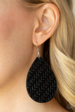 Load image into Gallery viewer, Teardrop Trend Black Leather Earring Paparazzi Accessories