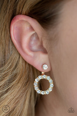 Diamond Halo Gold Jacket Earring Paparazzi Accessories