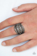 Load image into Gallery viewer, Roll Out The Diamonds Black Gunmetal Ring Paparazzi Accessories
