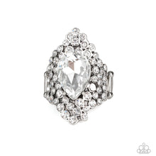 Load image into Gallery viewer, Hollywood Heiress White Rhinestone Ring Paparazzi Accessories