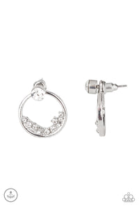 jacket,rhinestones,white,Rich Blitz - White Rhinestone Jacket Earrings