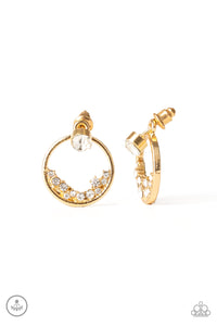 gold,jacket,post,rhinestones,Rich Blitz - Gold Earrings