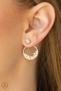 gold,jacket,post,rhinestones,Rich Blitz - Gold Earrings