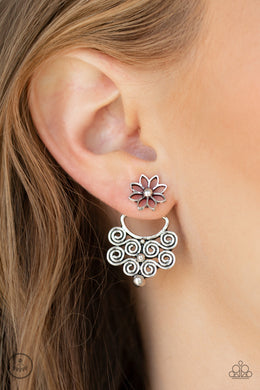 Garden Spindrift Silver Jacket Earring Paparazzi Accessories