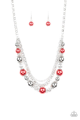 5th Avenue Romance - Red Pearl Necklace Paparazzi Accessories