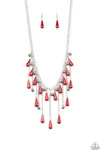 Load image into Gallery viewer, Fleur De Fringe Red Pearl Necklace Paparazzi Accessories
