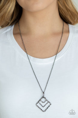 Square It Up Black Gunmetal Necklace Paparazzi Accessories