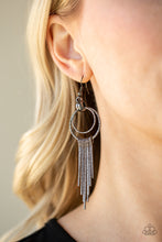 Load image into Gallery viewer, Eye-Catching Edge Black Gunmetal Earrings Paparazzi Accessories