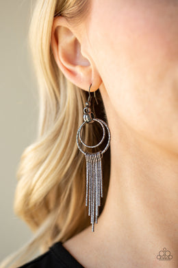 Eye-Catching Edge Black Gunmetal Earrings Paparazzi Accessories