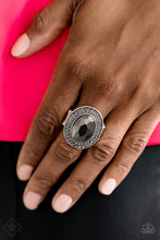 Load image into Gallery viewer, Castle Lockdown Silver Rhinestone Ring Paparazzi Accessories