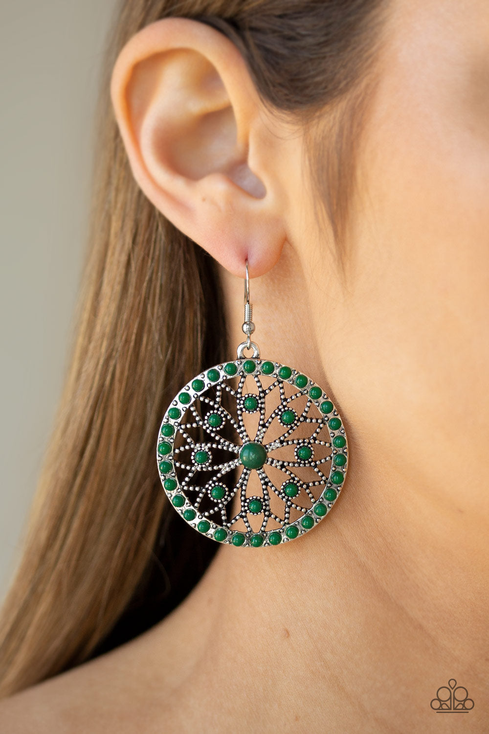 Merry Mandalas Green Earrrings Paparazzi Accessories