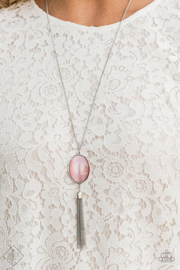 Tasseled Tranquility Pink Moonstone Necklace Paparazzi Accessories