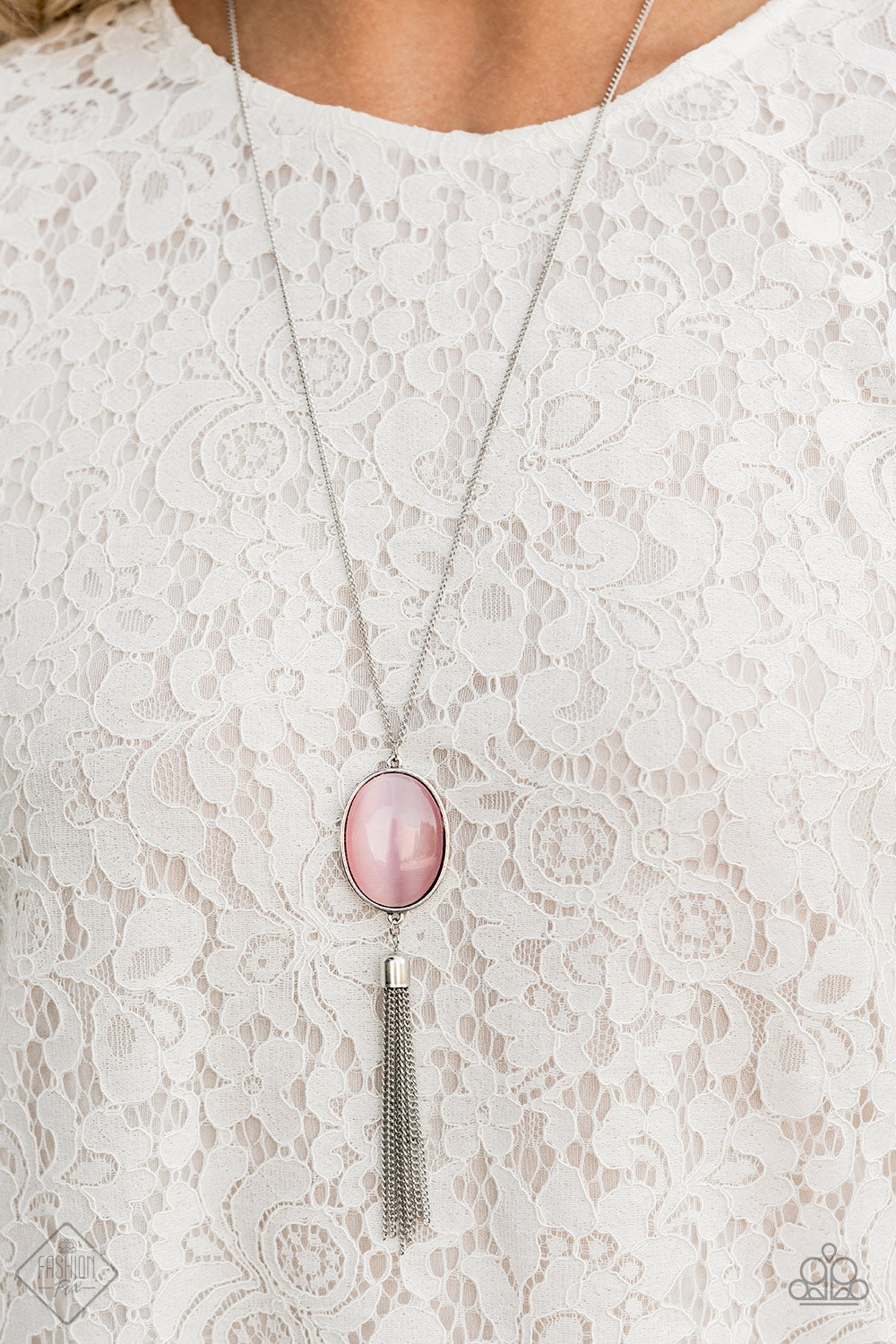 Tasseled Tranquility Pink Moonstone Necklace Paparazzi Accessories