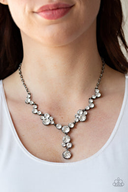 Inner Light - Black Gunmetal Rhinestone Necklace Paparazzi Accessories