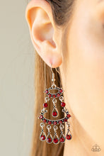Load image into Gallery viewer, Chandelier Shimmer Red Earring Paparazzi Accessories