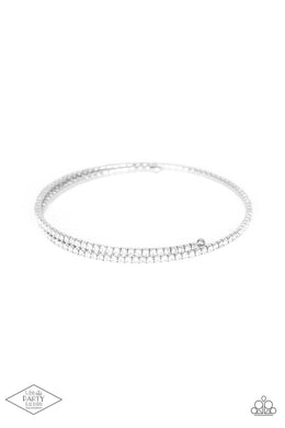 Sleek Sparkle - White Rhinestone Coil Bracelet Paparazzi Accessories