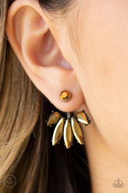 Stunningly Striking Brass Jacket Earring Paparazzi Accessories