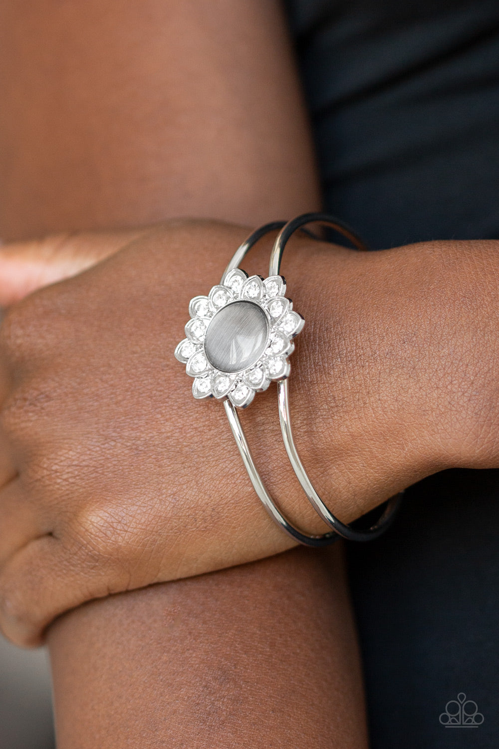 Palace Dream Silver Cat's Eye Hinge Bracelet Paparazzi Accessories