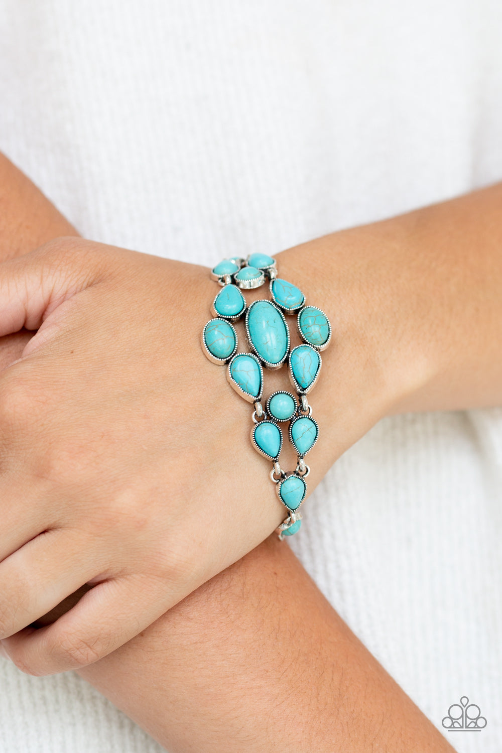 Blooming Prairies Blue Bracelet Paparazzi Accessories