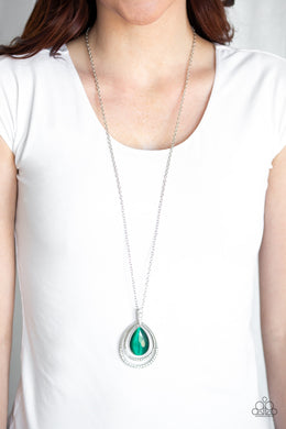 Glow and Tell Green Cat's Eye Necklace Paparazzi Accessories