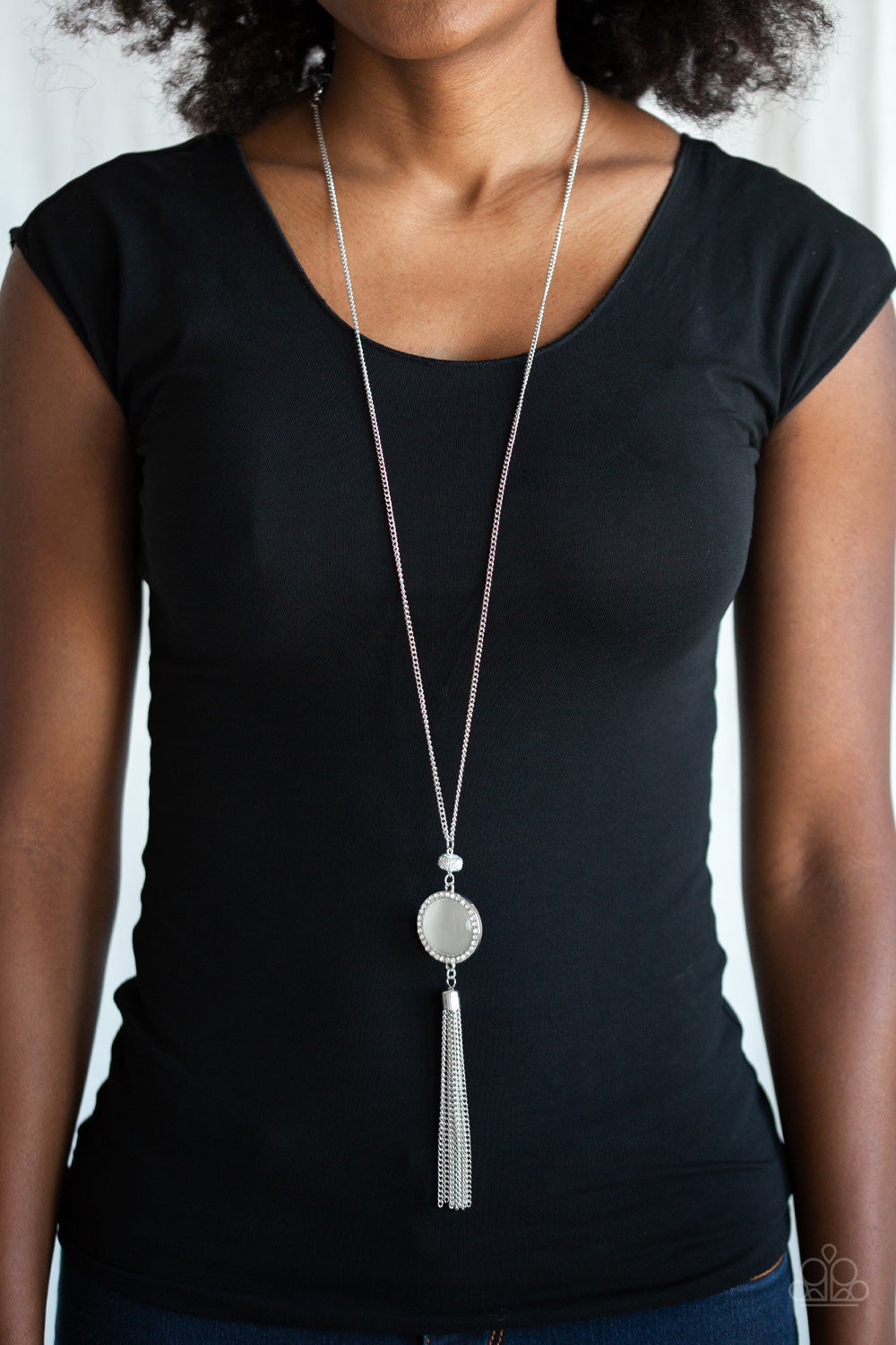 Sparkling Spectacle White Cat's Eye Necklace Paparazzi Accessories