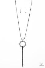 Load image into Gallery viewer, Not a Heir Out of Place Black Gunmetal Rhinestone Necklace Paparazzi Accessories