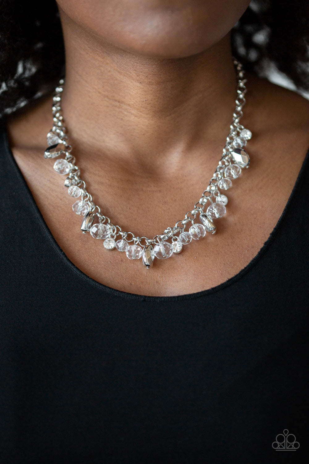 Downstage Dazzle - White Necklace Paparazzi Accessories