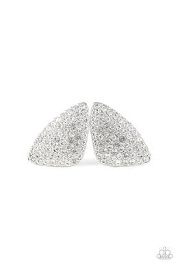 Supreme Sheen White Rhinestone Post Earrings Paparazzi Accessories