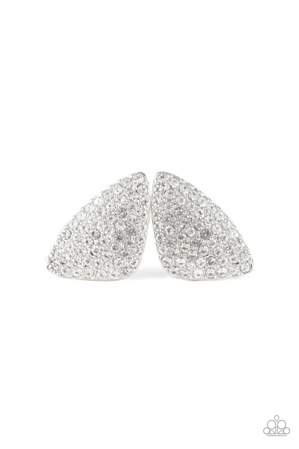 Supreme Sheen White Rhinestone Post Earrings Paparazzi Accessories