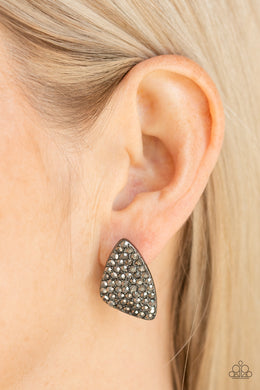 Supreme Sheen - Black Gunmetal Hematite Rhinestone Earring Paparazzi Accessories