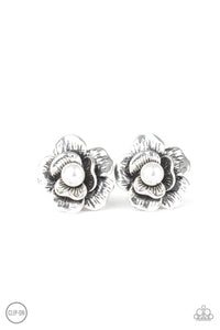 clip-on,floral,pearls,white,Glowing Garden Spree Clip-On Earring