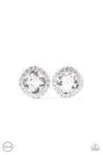 Load image into Gallery viewer, Diamond Duchess White Rhinestone Clip-On Earring Paparazzi Accessories