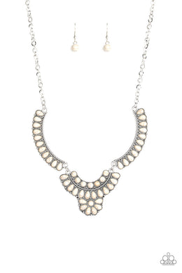 Omega Oasis - White Stone Necklace Paparazzi Accessories