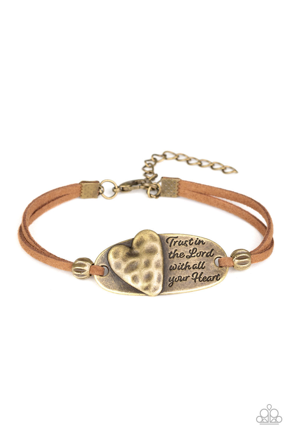 A Full Heart Brass Leather Bracelet Paparazzi Accessories