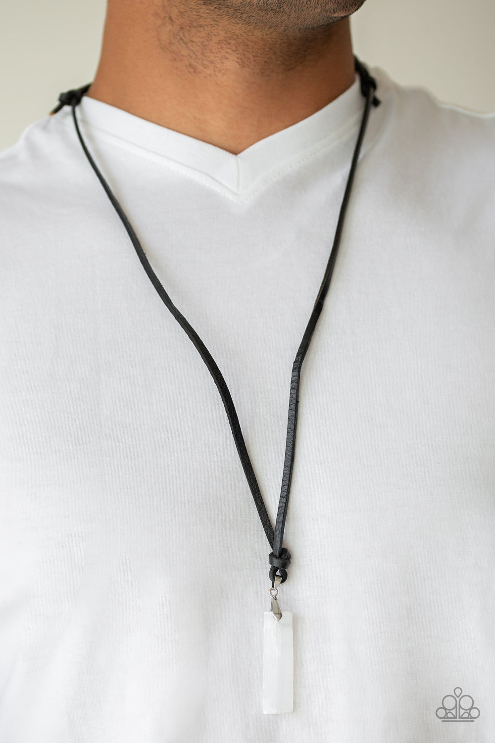 Kryptonite White Stone Leather Urban Neclace Paparazzi Accessories