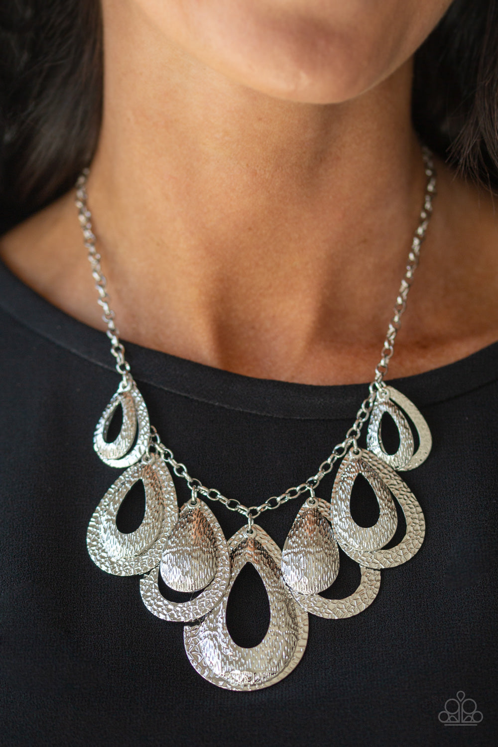 Teardrop Tempest Silver Necklace Paparazzi Accessories