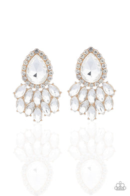 A Breath of Fresh Heir Gold Rhinestone Earring Paparazzi Accessories