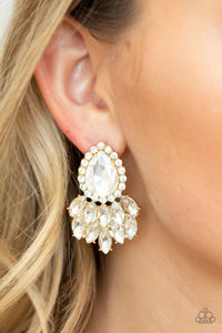 gold,post,rhinestones,A Breath of Fresh Heir Gold Rhinestone Earring