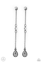 Load image into Gallery viewer, When It Reigns Black Gunmetal Rhinestone Jacket Earring Paparazzi Accessories