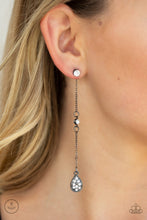 Load image into Gallery viewer, When It Reigns Black Gunmetal Rhinestone Jacket Earring Paparazzi Accessories