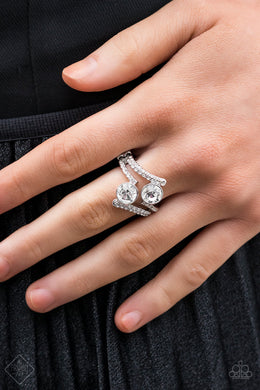 Over the Top Glamour White Ring Paparazzi Accessories