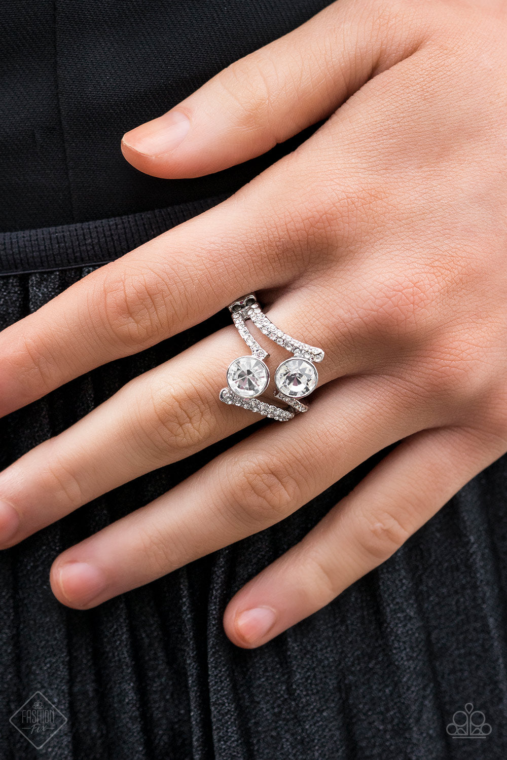 Over the Top Glamour White Ring Paparazzi Accessories