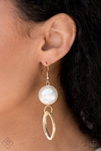 Load image into Gallery viewer, Big Spender Shimmer Gold Pearl Earrings Paparazzi Accessories