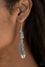 Load image into Gallery viewer, Find Your Flock Blue Stone Feather Earrings Paparazzi Accessories