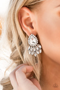 post,rhinestones,white,A Breath of Fresh Air White Rhinestone Post Earring