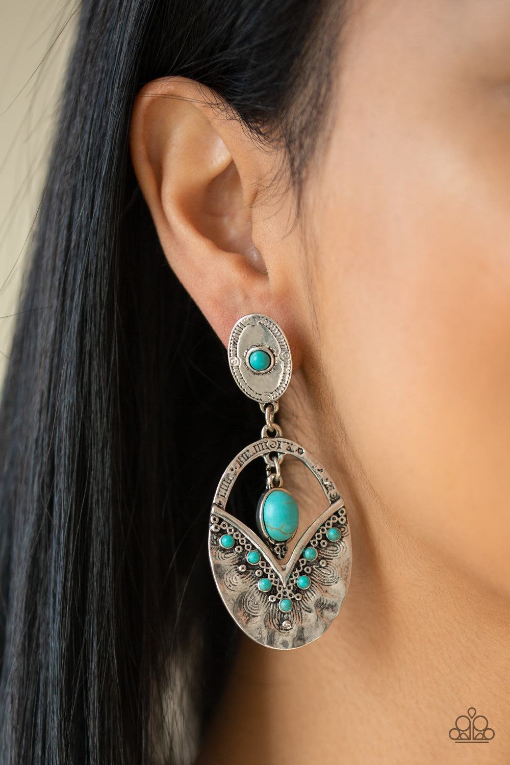 Terra Tribute - Blue Turquoise Stone Post Earrings Paparazzi Accessories