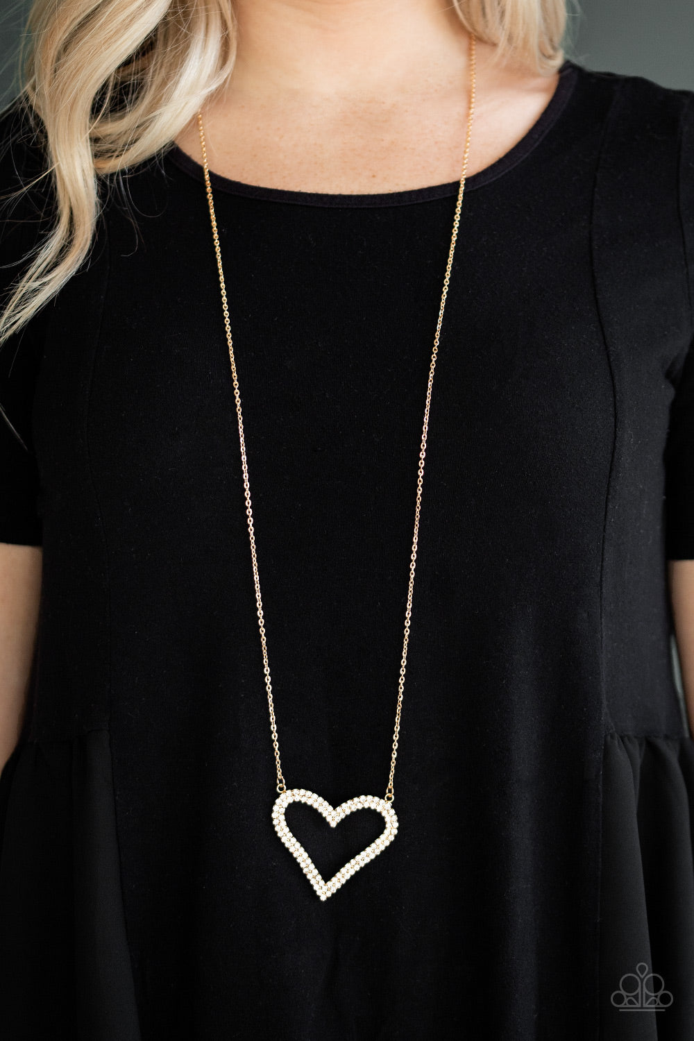 Pull Some Heart-Strings Gold Necklace Paparazzi Accessories