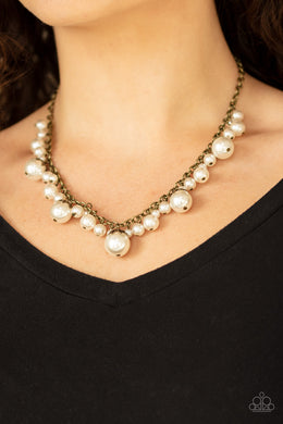 Uptown Pearls Brass Necklace Paparazzi Accessories