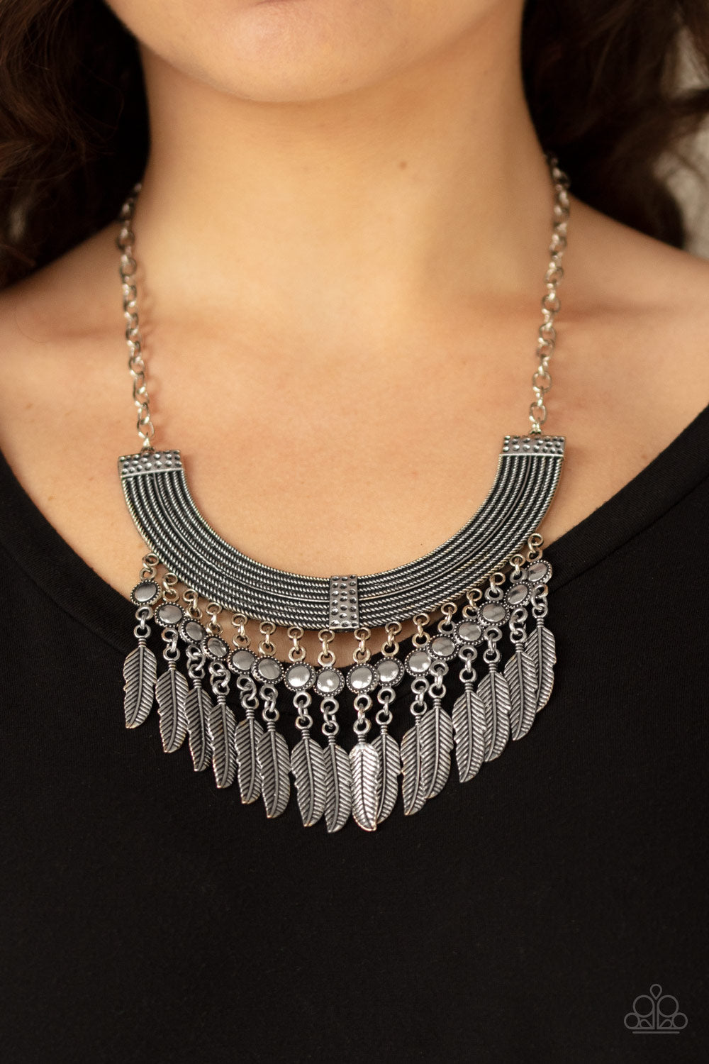 Fierce In Feathers Silver Necklace Paparazzi Accessories